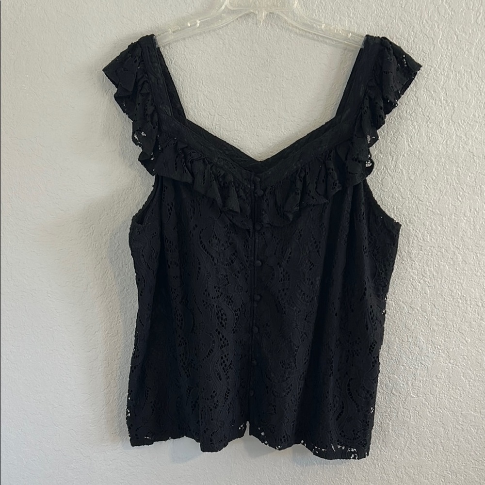 Black Lace Ruffle Top - Picture 5 of 10
